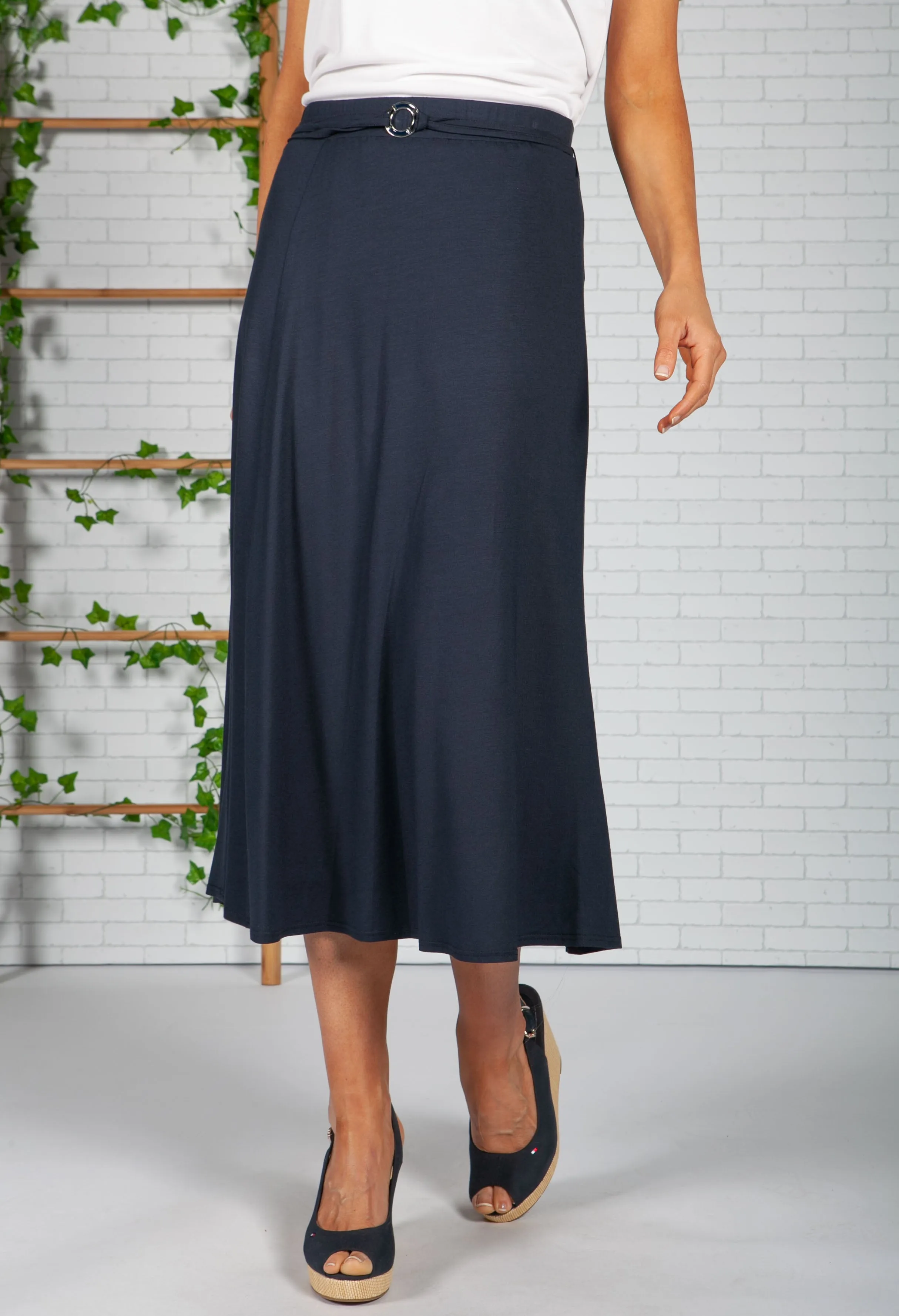 Belted Navy Skirt
