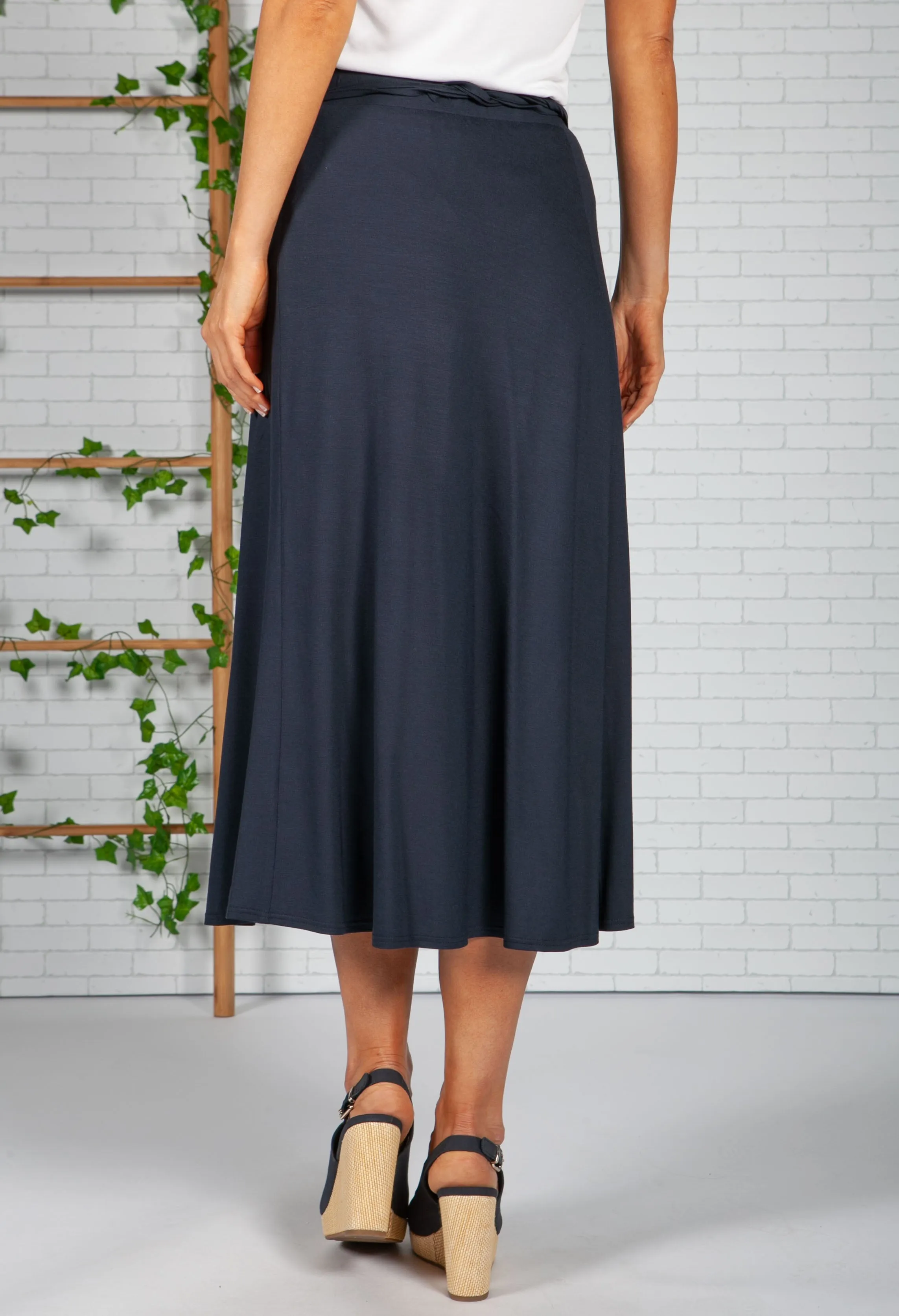 Belted Navy Skirt