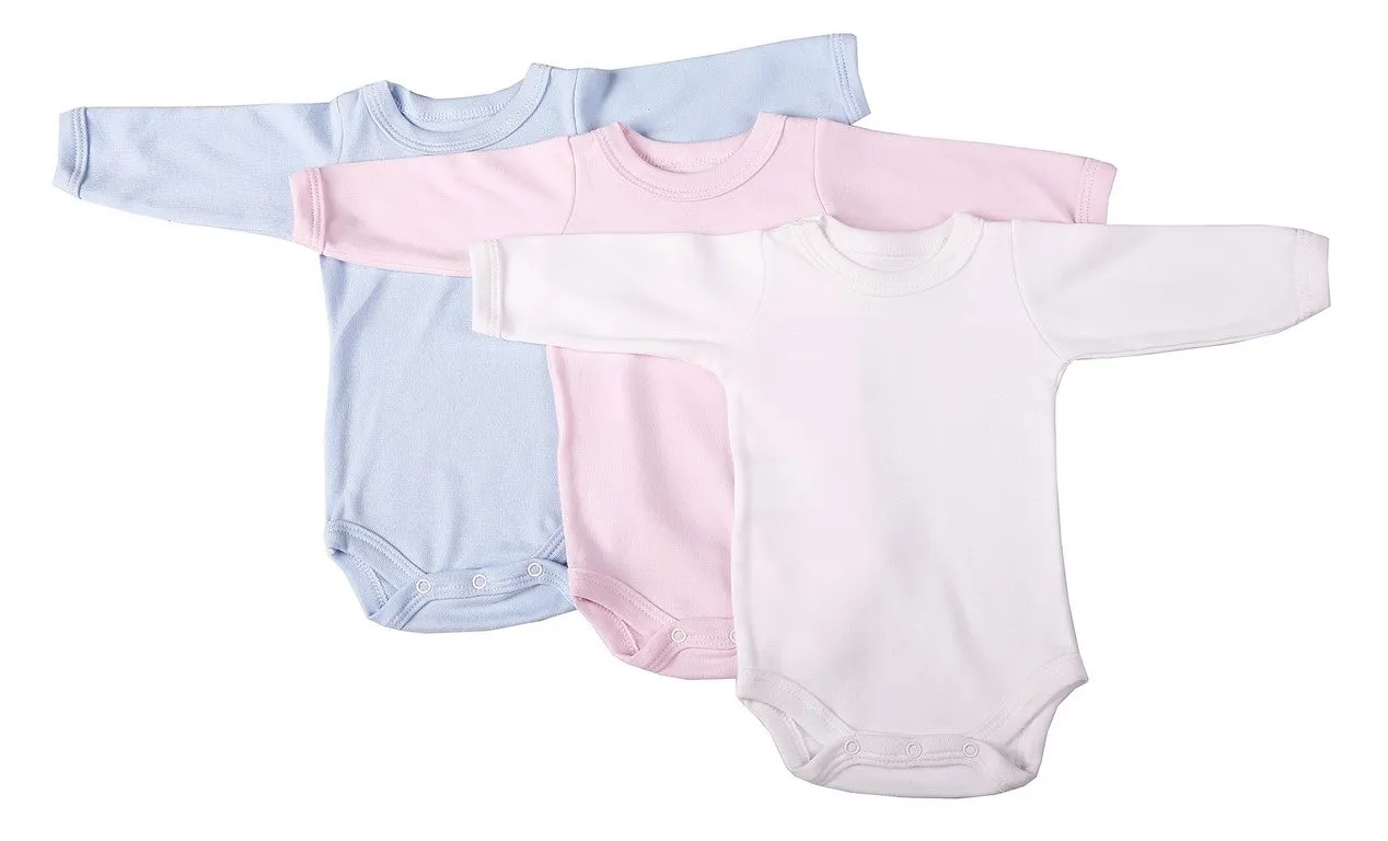 Bulk 6 pack Blank Long-Sleeved Crew Neck Onesies 100% Cotton
