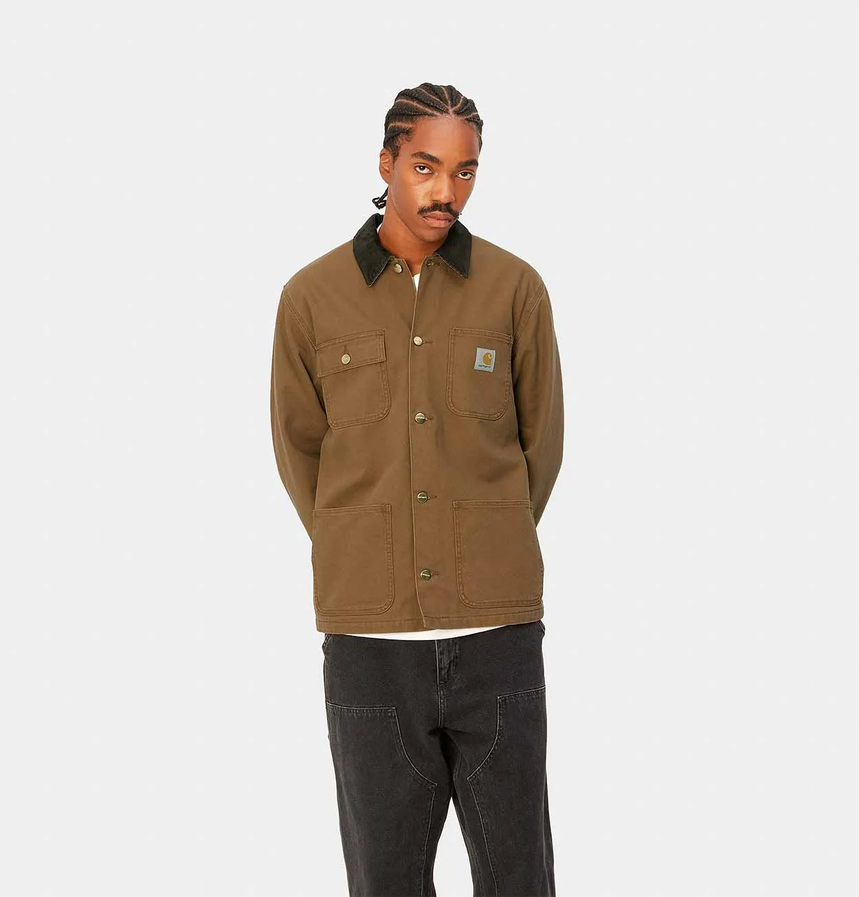 Carhartt WIP Michigan Coat in Hamilton Brown Heavy Stone Wash