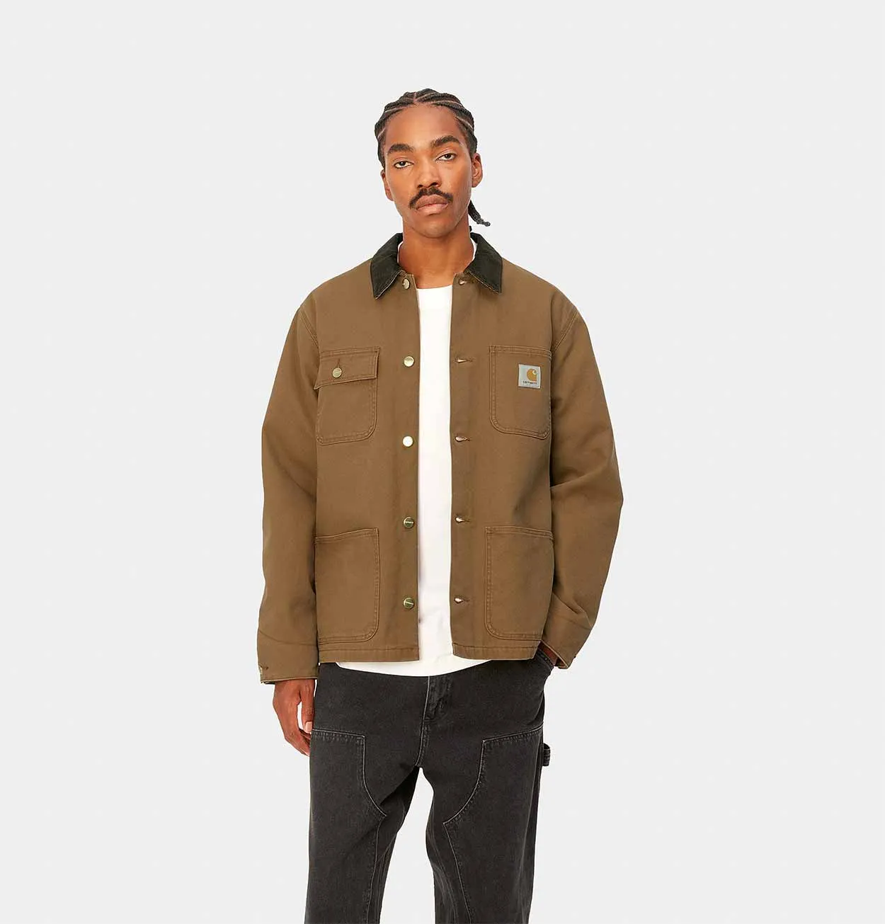 Carhartt WIP Michigan Coat in Hamilton Brown Heavy Stone Wash