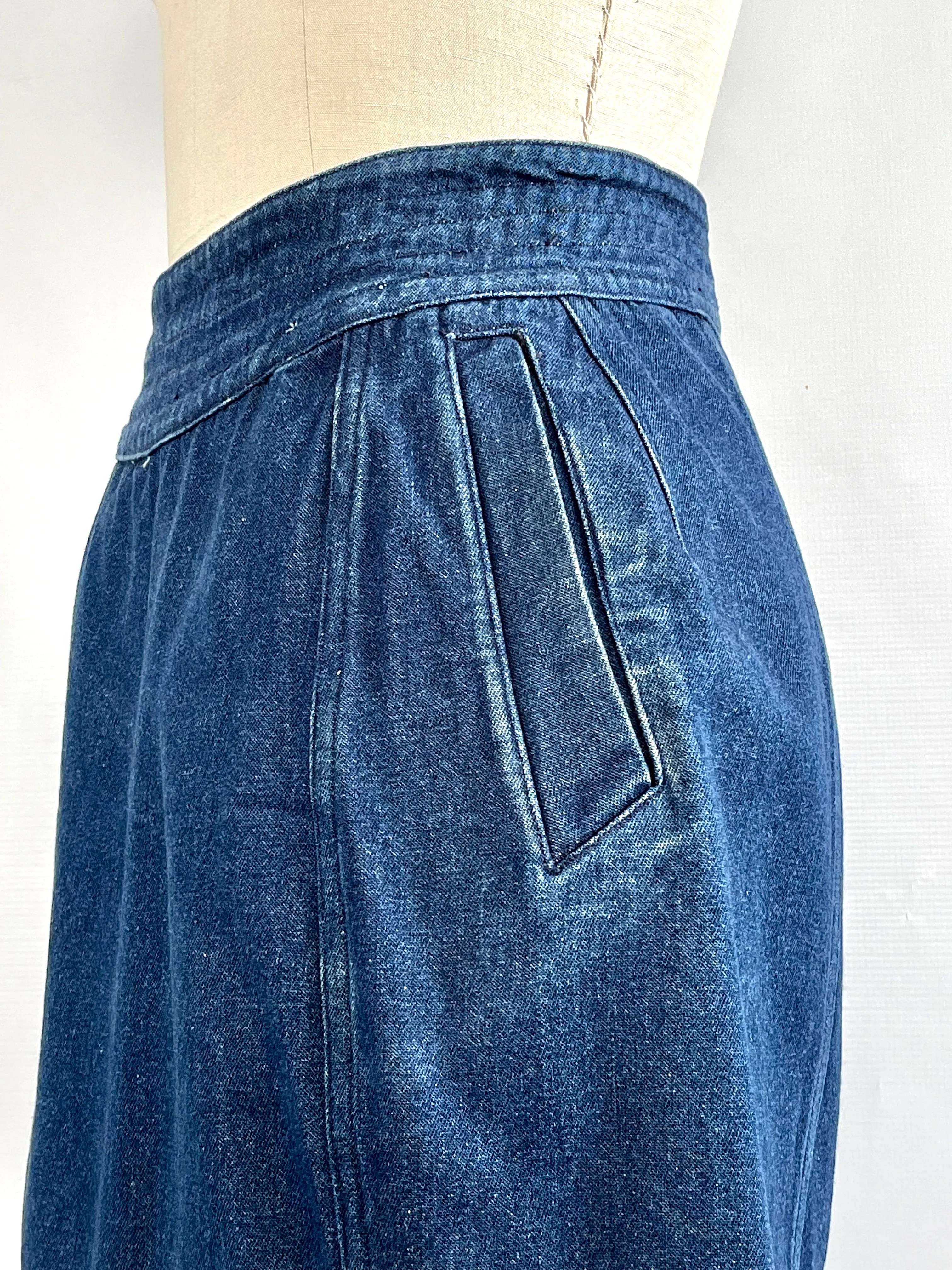 CLAUDE MONTANA 80s Denim Mini Skirt, Size Small