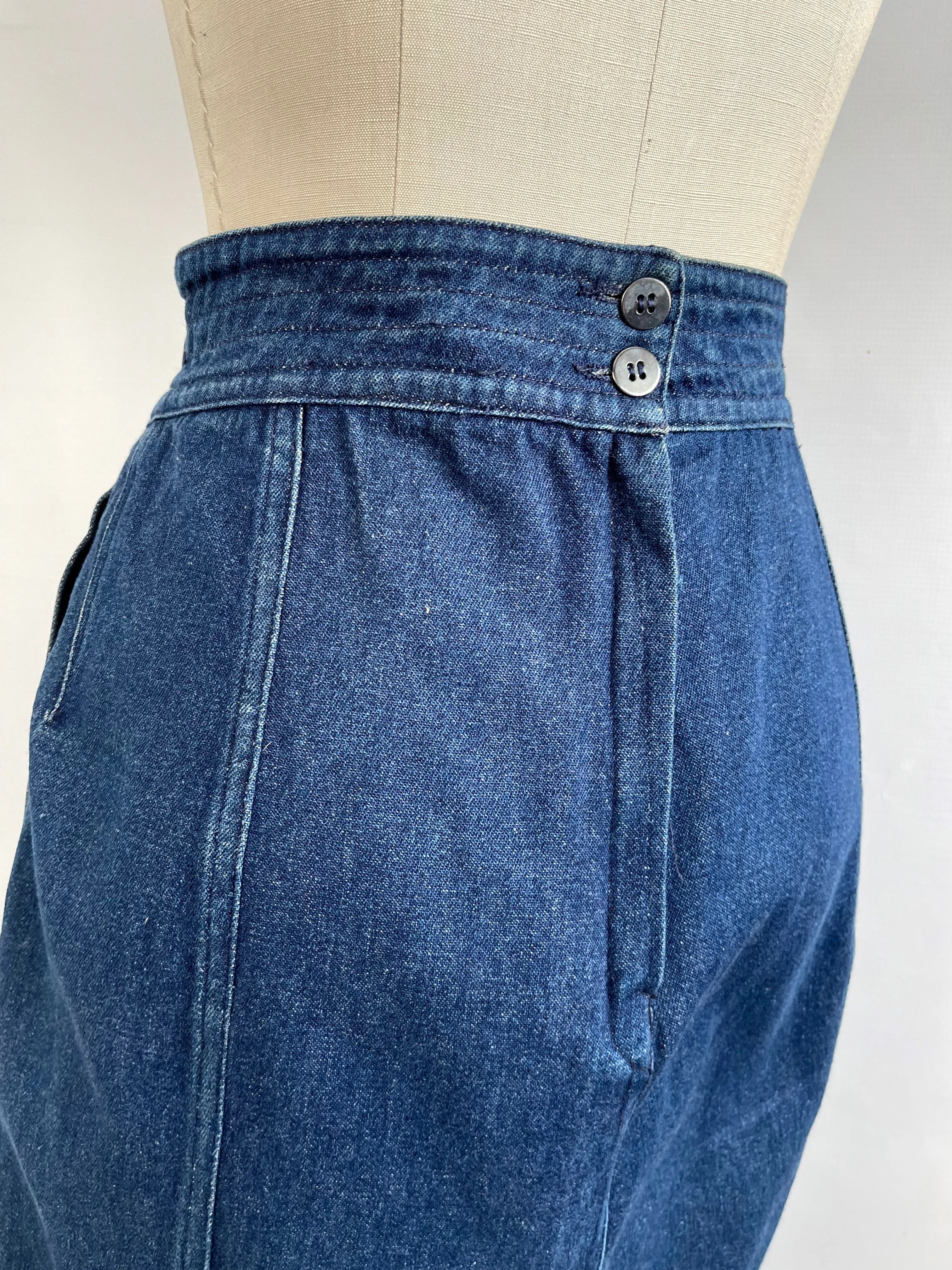 CLAUDE MONTANA 80s Denim Mini Skirt, Size Small