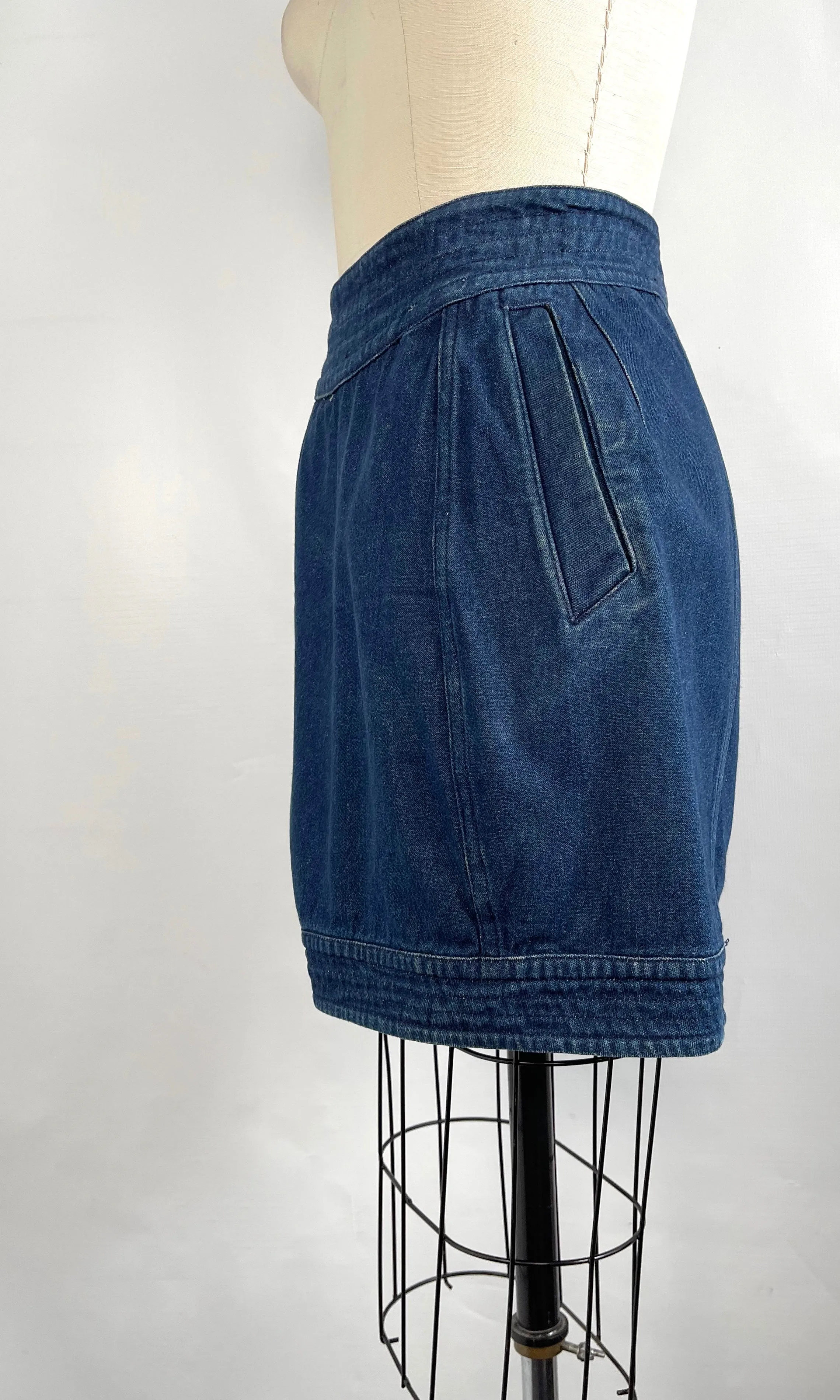 CLAUDE MONTANA 80s Denim Mini Skirt, Size Small