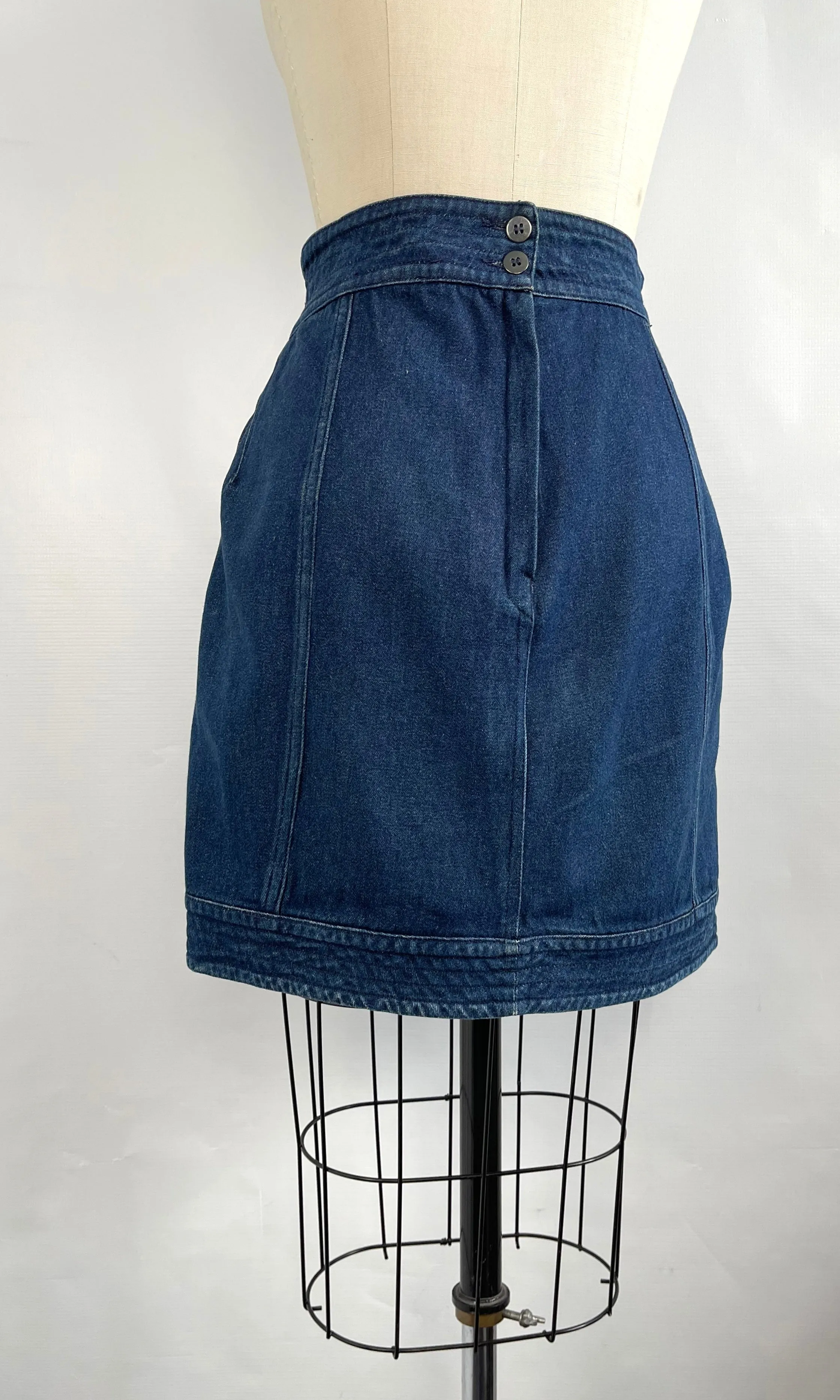 CLAUDE MONTANA 80s Denim Mini Skirt, Size Small