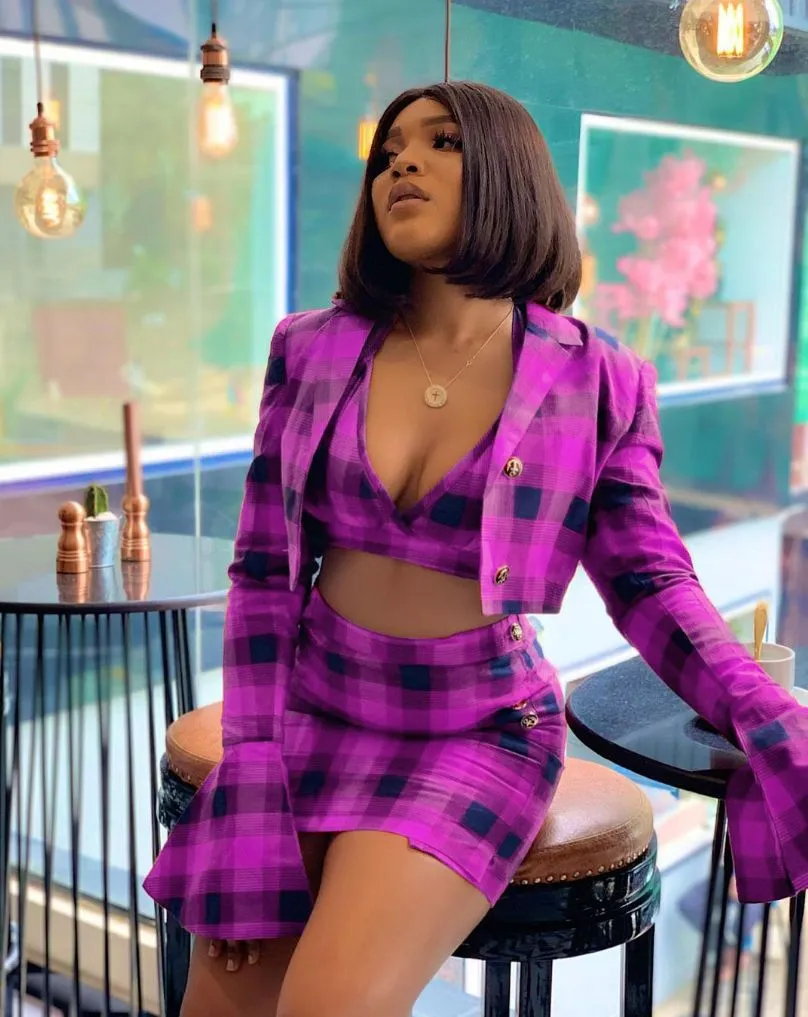 Fashion plaid print trumpet sleeve hip skirt 3-piece set（AY1308）