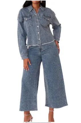 For Her 82395 Denim Jacket w/ Rhinestones