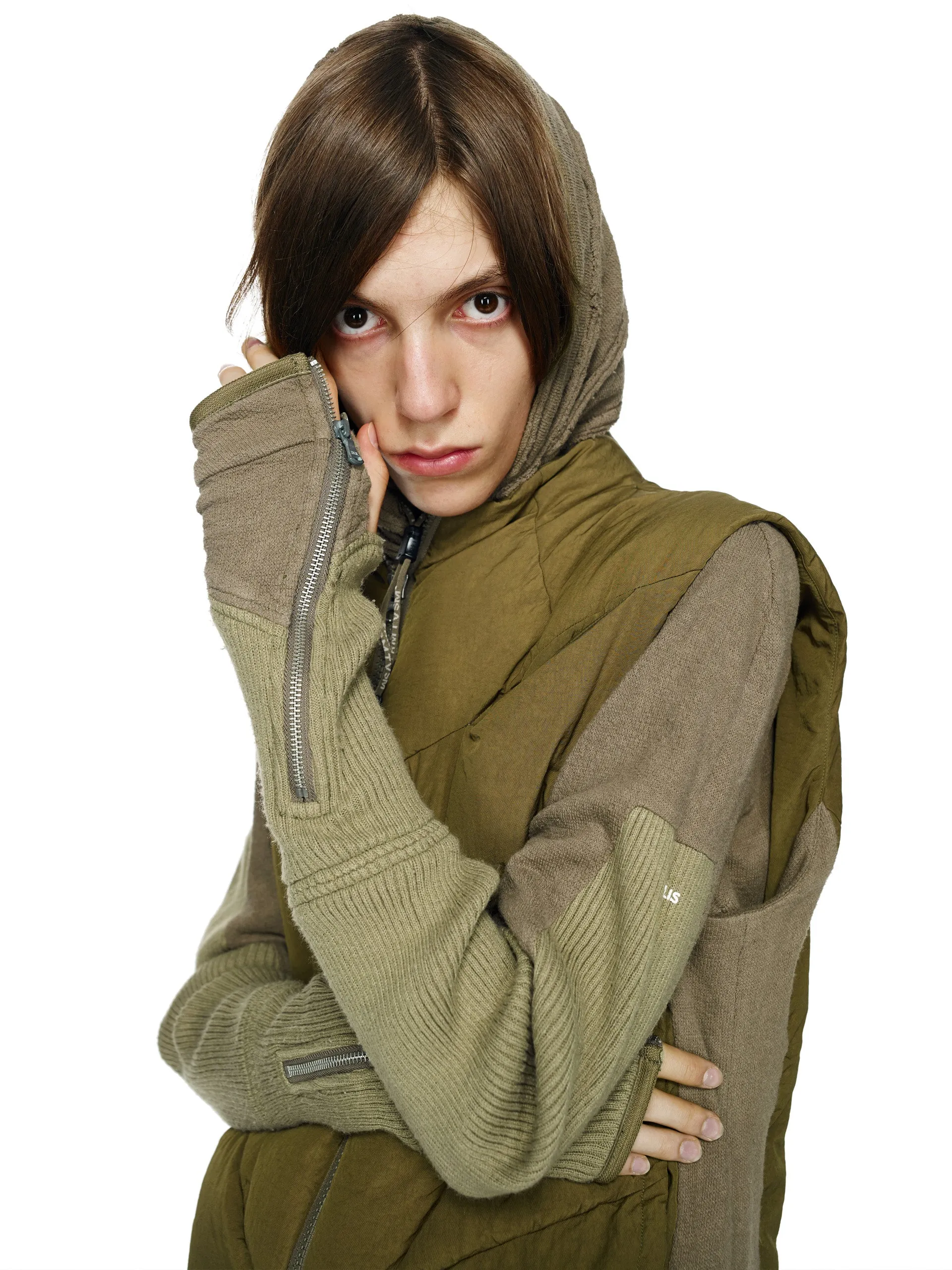 GEO-CUT DISTRESSED HEM DOWN VEST