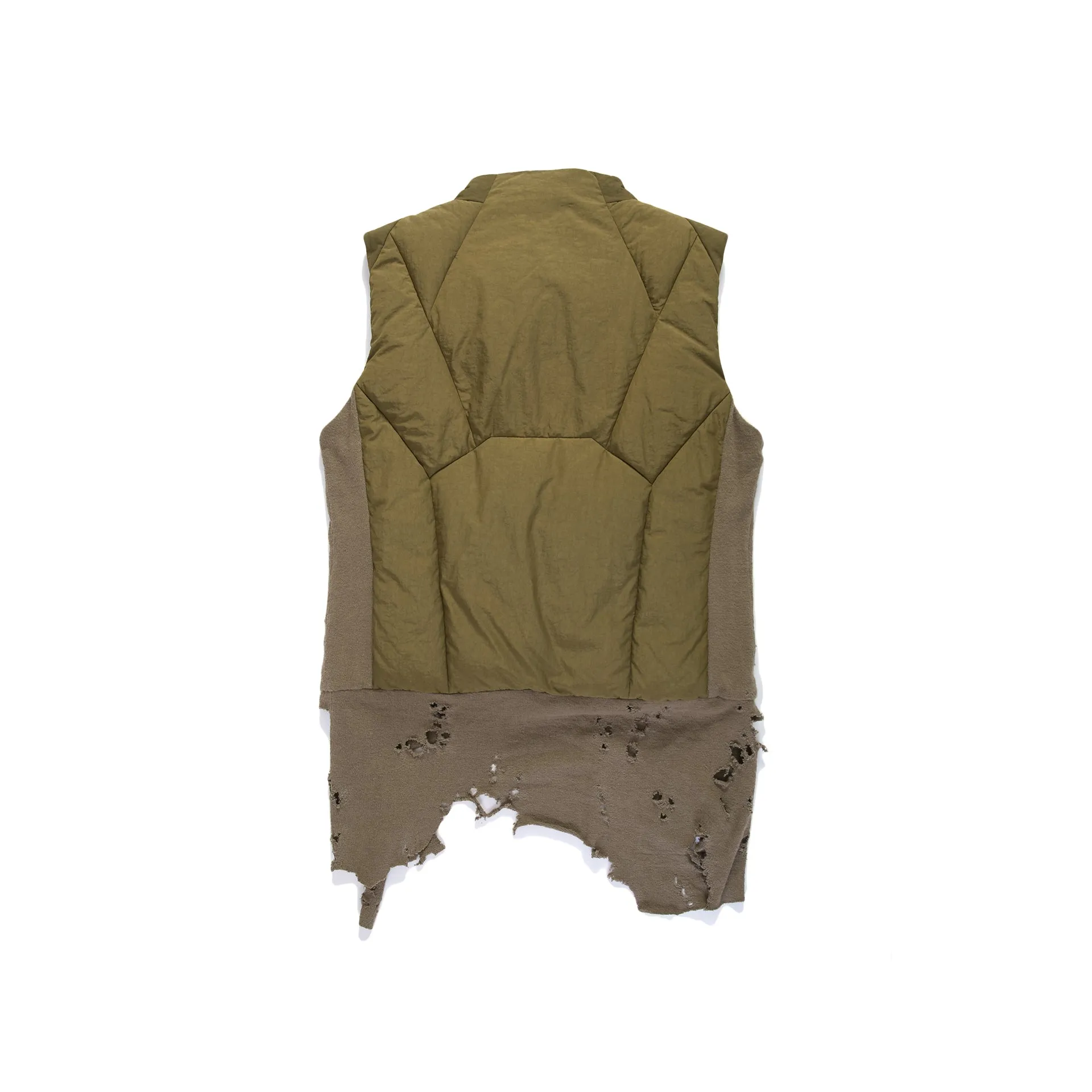 GEO-CUT DISTRESSED HEM DOWN VEST