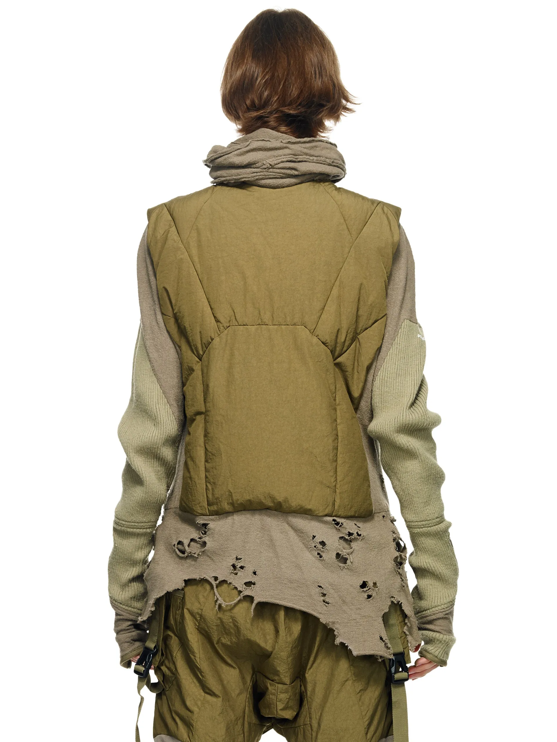 GEO-CUT DISTRESSED HEM DOWN VEST