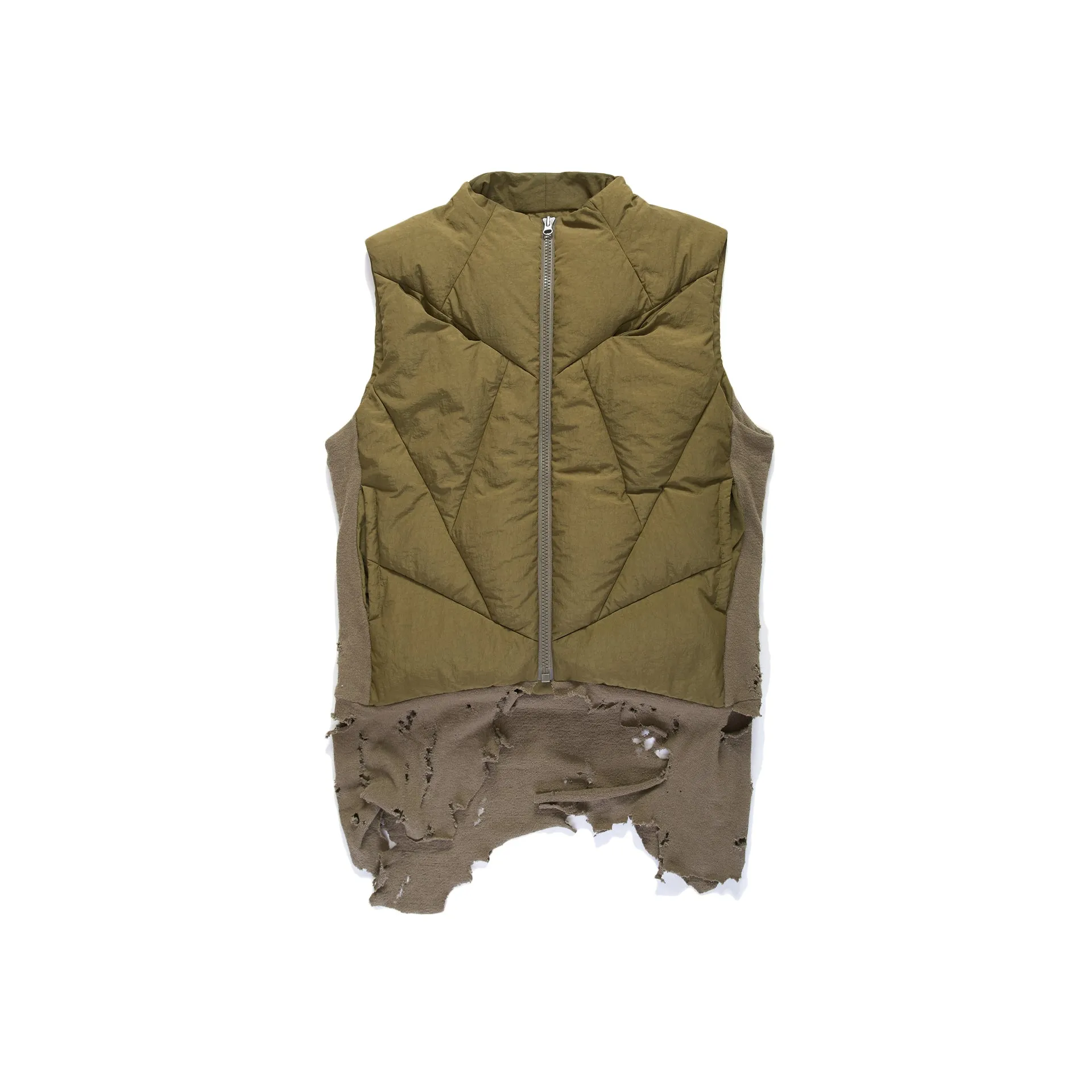 GEO-CUT DISTRESSED HEM DOWN VEST