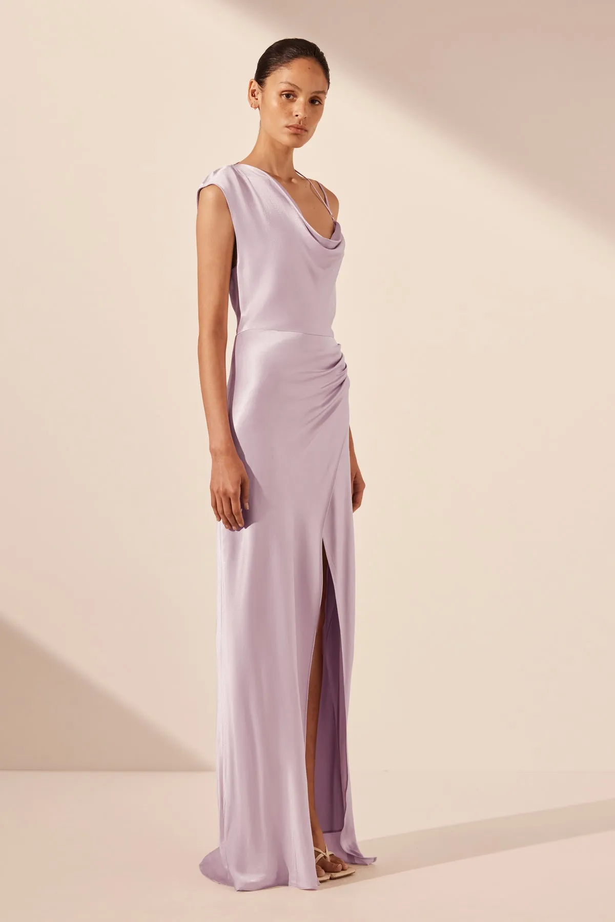 LA LUNE DRAPED MAXI DRESS - LILAC