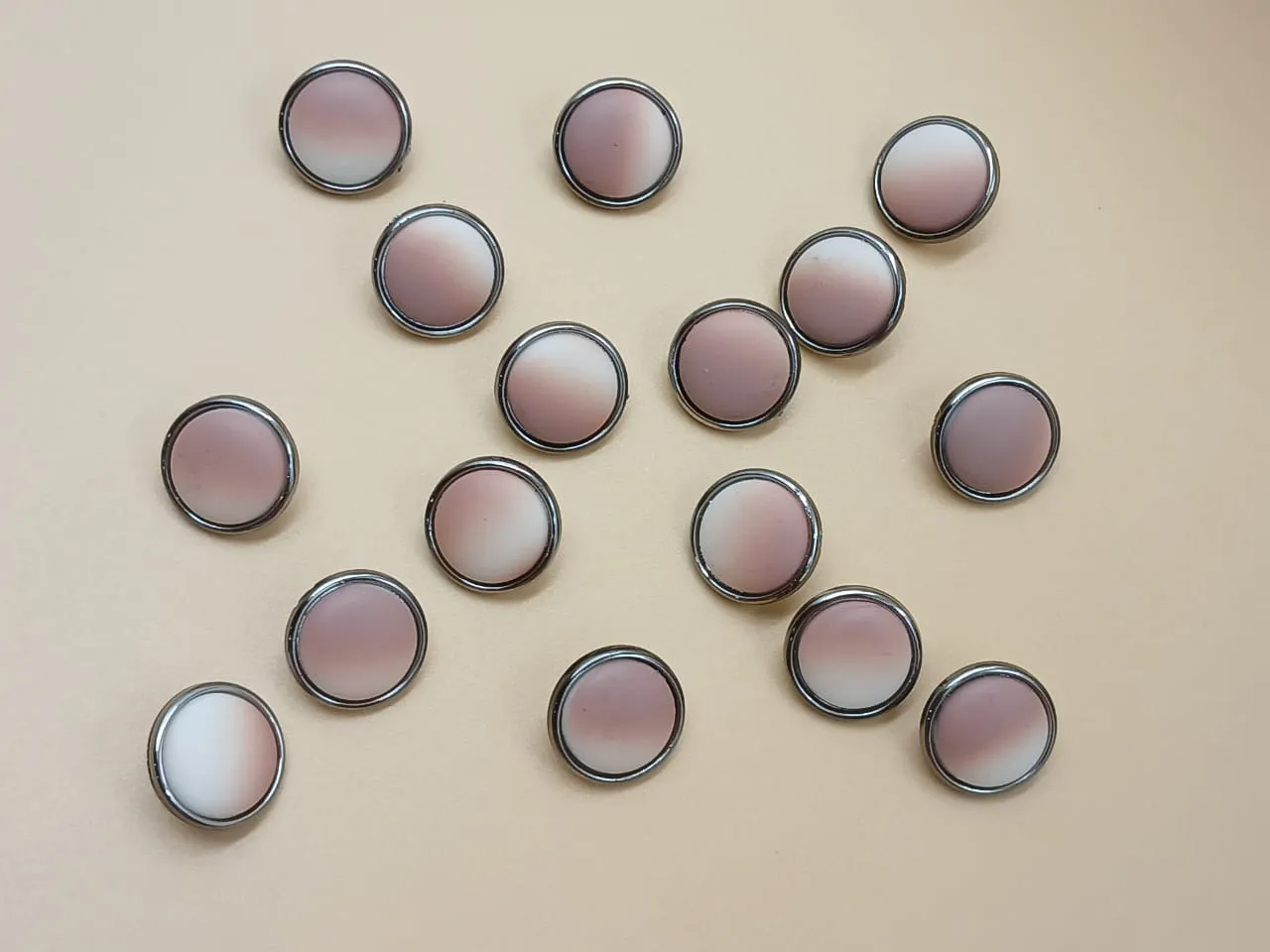 Light Brown & Silver Circular Down Hole Polyester Buttons