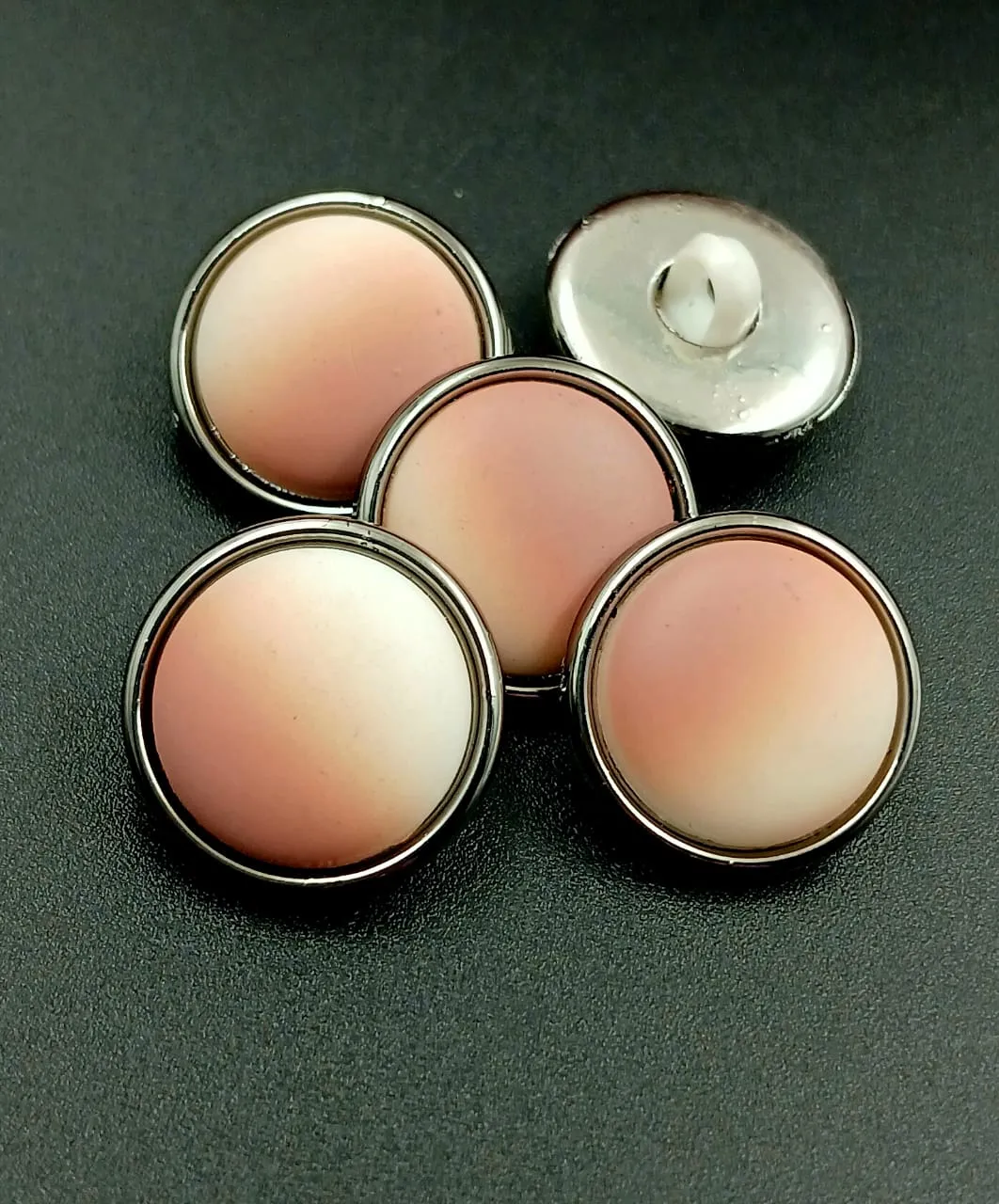 Light Brown & Silver Circular Down Hole Polyester Buttons