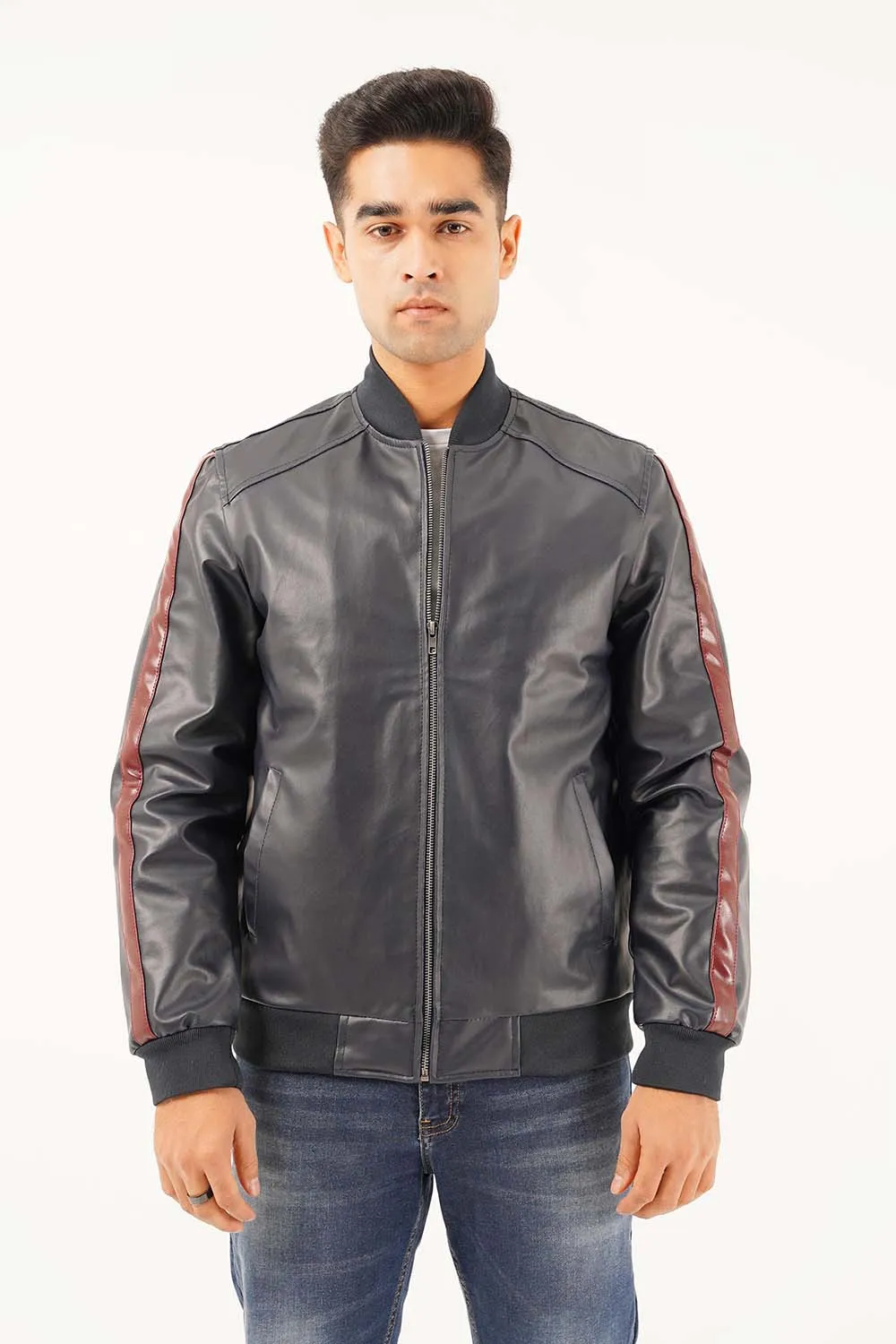 Men's Leather Bomber Jacket