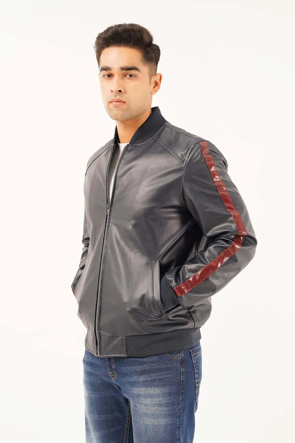 Men's Leather Bomber Jacket
