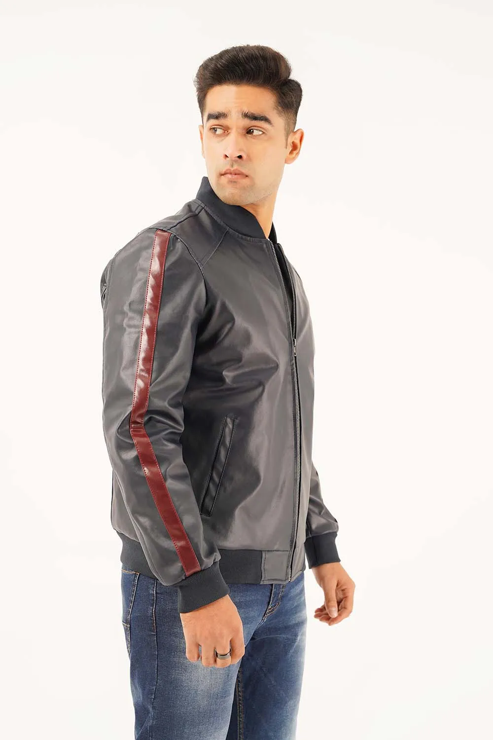 Men's Leather Bomber Jacket