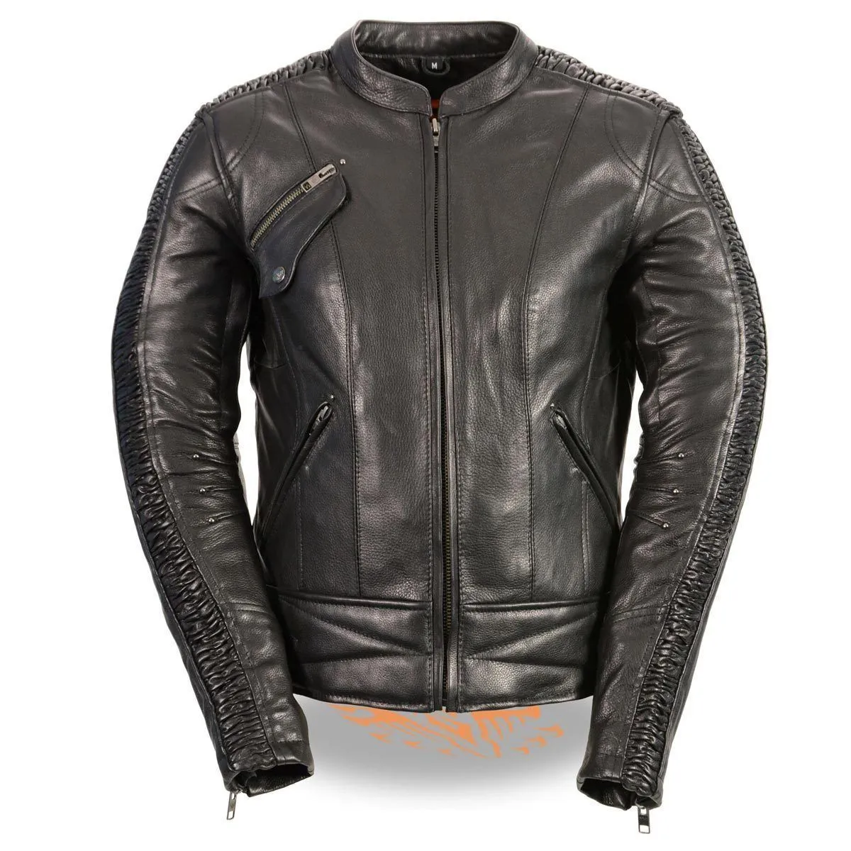Milwaukee Leather MLL2570  Women's Phoenix Embroidered Black Leather Jacket with Gun Pockets