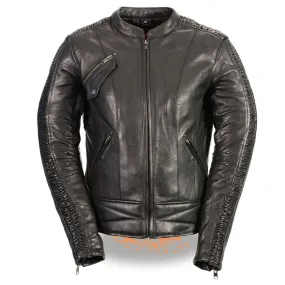 Milwaukee Leather MLL2570  Women's Phoenix Embroidered Black Leather Jacket with Gun Pockets