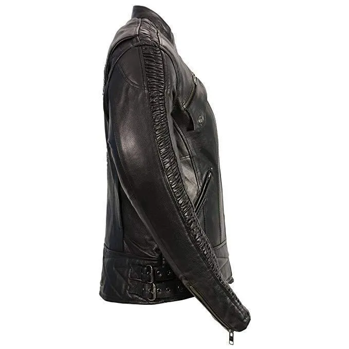 Milwaukee Leather MLL2570  Women's Phoenix Embroidered Black Leather Jacket with Gun Pockets