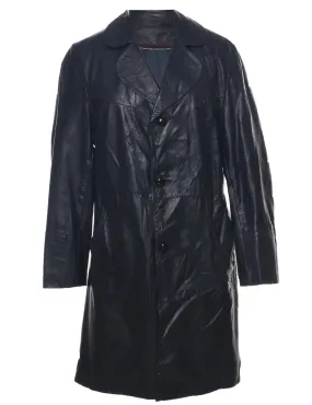 Navy Leather Jacket - L