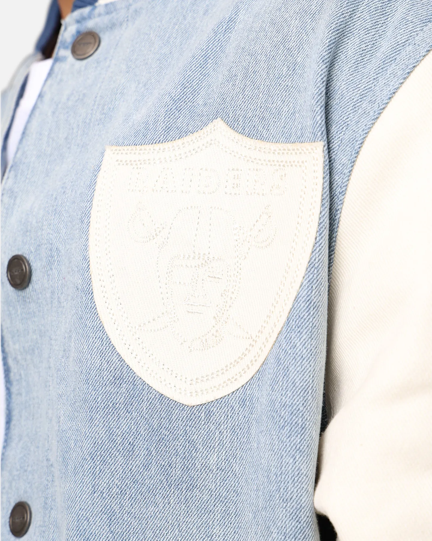 Pro Standard Las Vegas Raiders Varsity Denim Jacket Denim/Linen