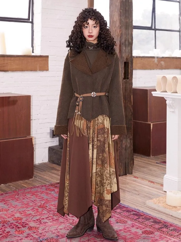 Retro print A-line skirt【s0000004575】