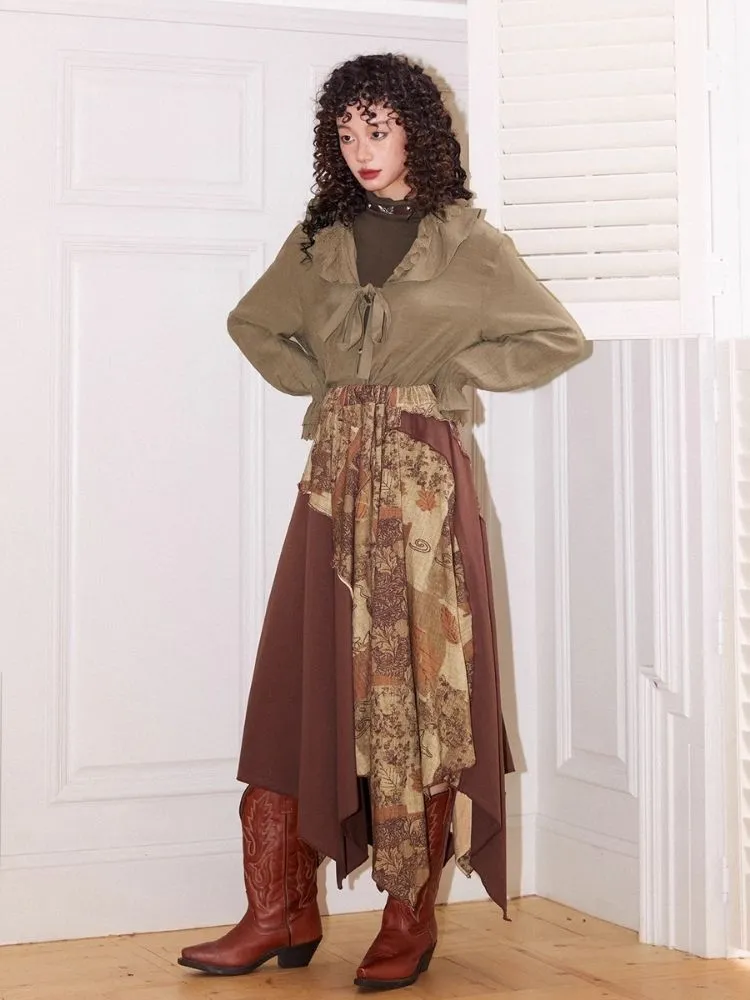 Retro print A-line skirt【s0000004575】