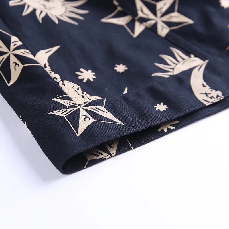Women's Turn-Down Collar Buttoned Printed Jacket