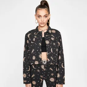 Women's Turn-Down Collar Buttoned Printed Jacket